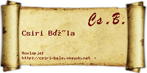 Csiri Béla névjegykártya